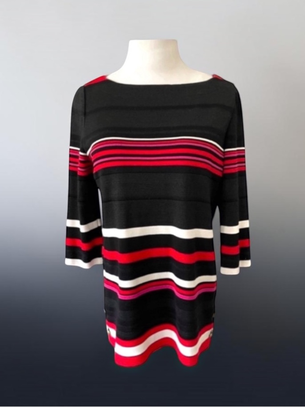 New! ST. JOHN Striped Scoop Neck SWEATER SIZE SMALL